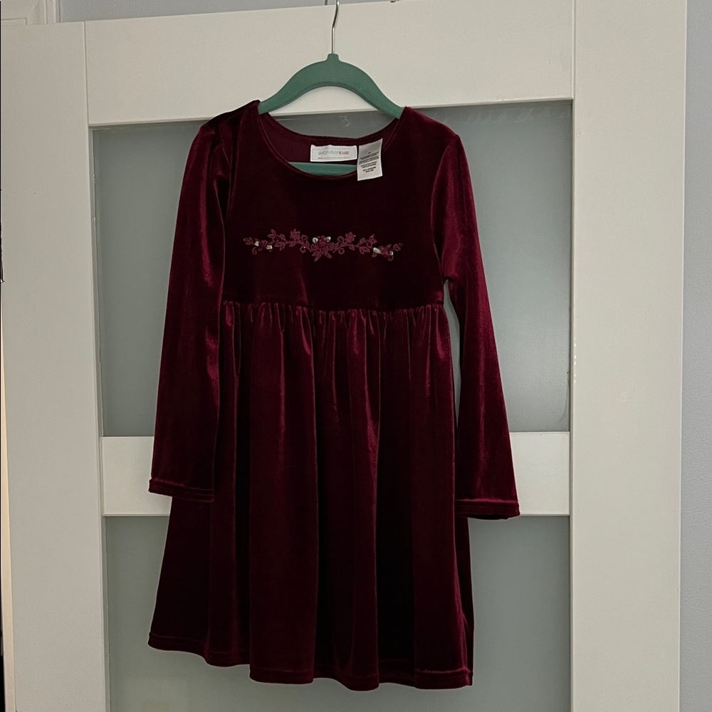 Wonderkids Burgundy Velvet Formal Dress
